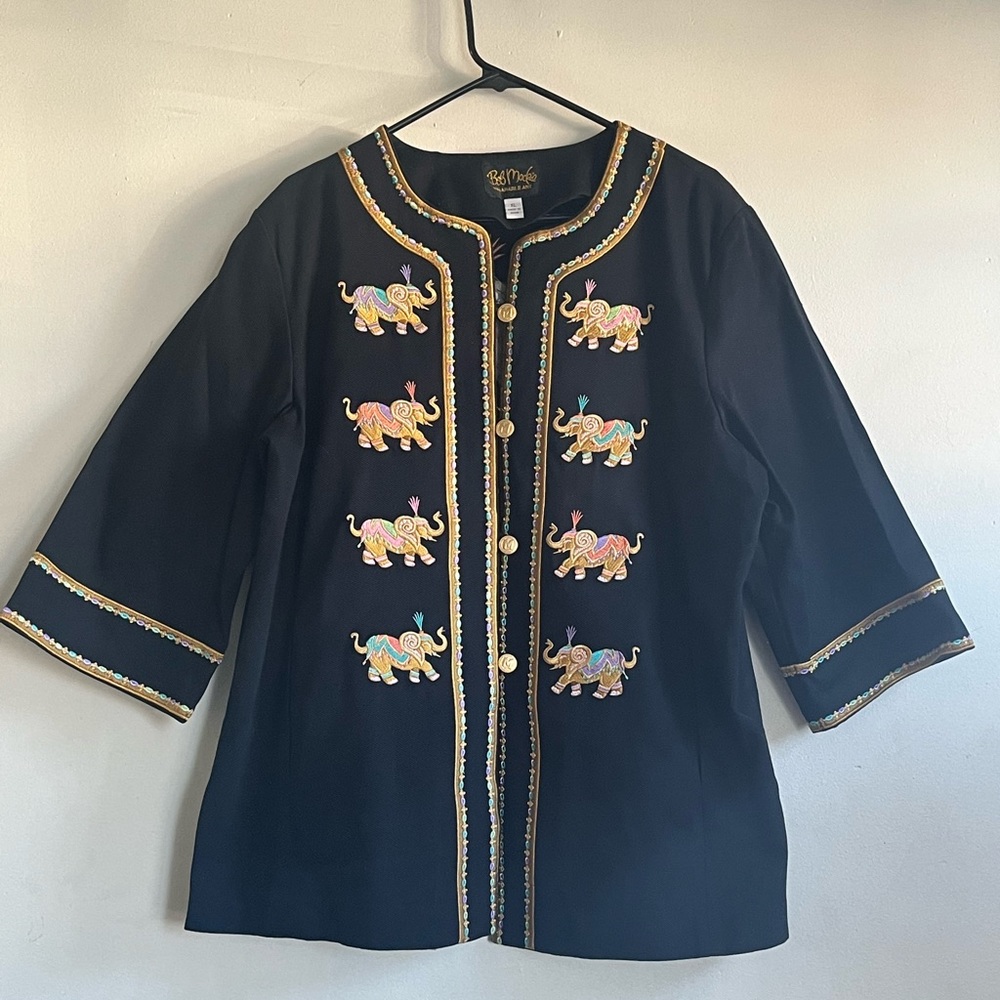2/$50 Bob Mackie Wearable Art Jacket. Beautiful Embroidered Elephants